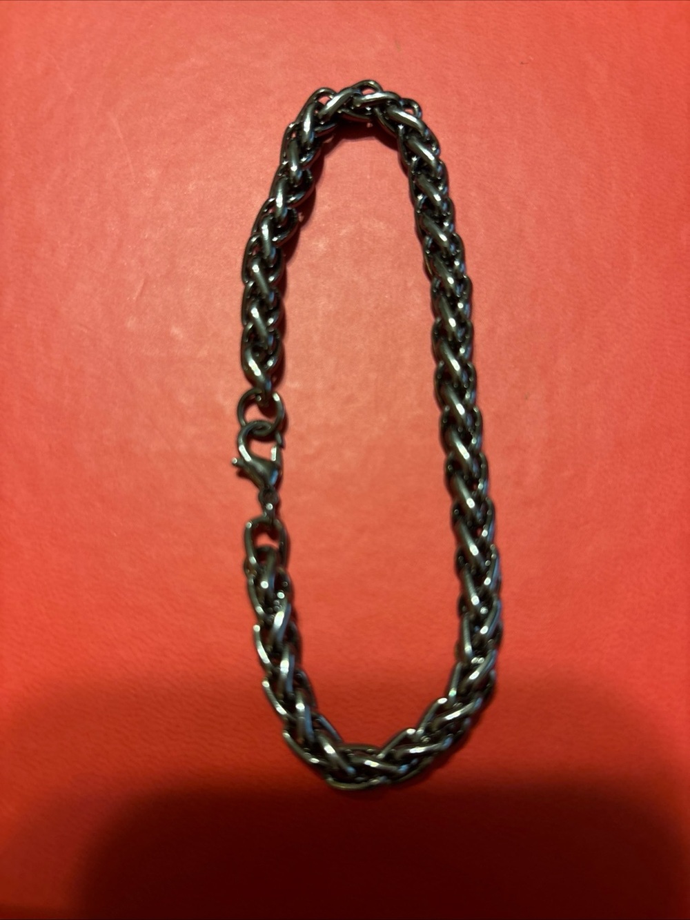 Gunmetal / Dark Silver-Tone Twisted Rope Chain Bracelet 7 1/2 in